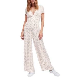Free People Orange Print Jumpsuit